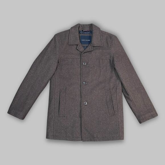 Tommy Hilfiger Men’s Brown Wool-Blend Button Coat – Size Small - Picture 1 of 6